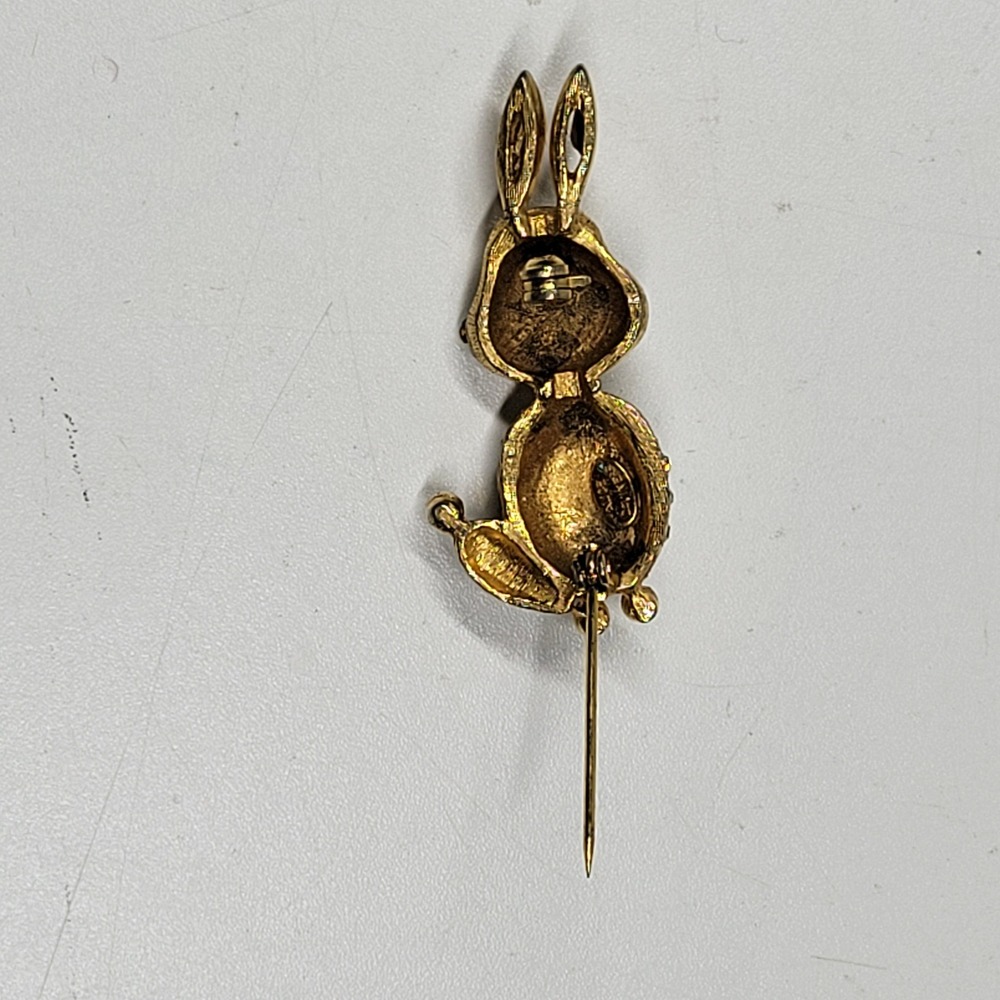 Vtg Alice Caviness Bunny Rabbit Pin Rare Rhinestone Brooch Easter Spring Signed - Picture 12 of 15